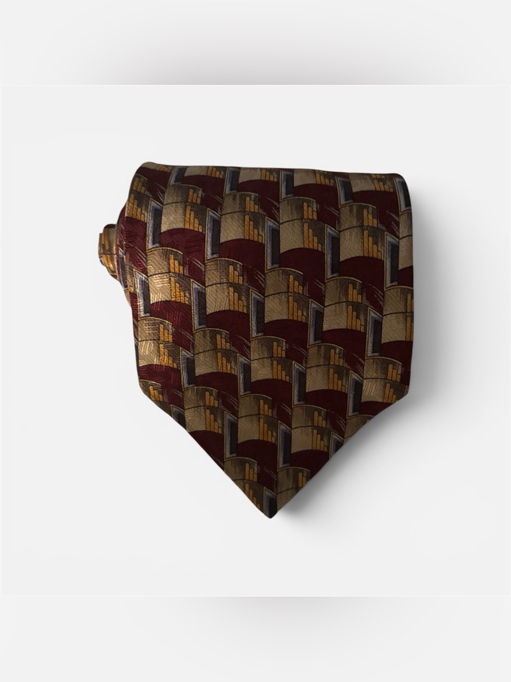 Ermenegildo Zegna Silk Tie Designer Burgundy Geometric Italy